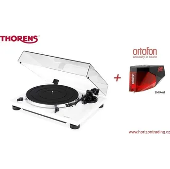 Gramofon Thorens TD 201 White + Ortofon 2M RED - Audiofilský gramofon s vestavěným PHONO MM předzesilovačem a přenoskou Ortofon
