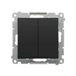 Simon 55 TW7/2.01/X/149 Přepínač křížový 2 násobný (přístroj s krytem), bez piktogramu, řazení 7+7, 10 A / 250 V~, bezšroubové svorky černá matná