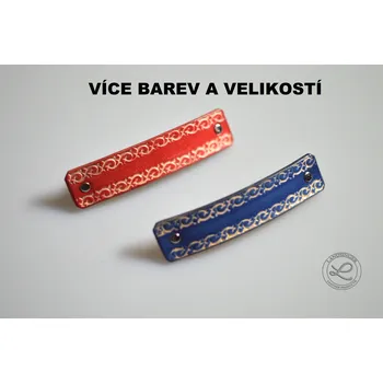 Kožená spona do vlasů - zdobená II. (MOŽNOST VÍCE BAREVNÝCH VARIANT / Patterned leather hair clip – II.)