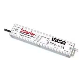 Napájecí zdroj pro osvětlení Napájecí zdroj 100W 8,33A 12VDC pro LED zdroje a LED moduly profesionální IP67 218x40x22 mm Scharfer *SCH-100-12