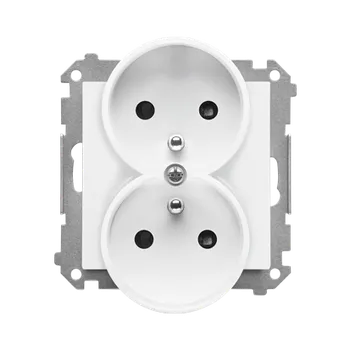 Elektrická zásuvka Simon 55 TGZ2MCZ.01/114 Zásuvka 2P+T 2 násobná, se clonkami světle šedá matná