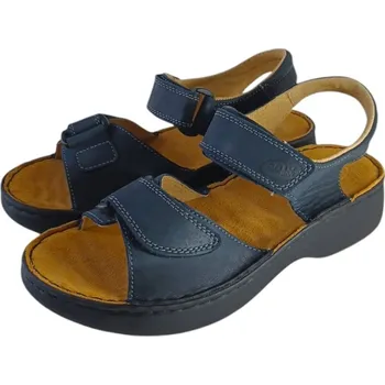 Dámské sandále 2046 - kožené dámské sandály s podporami kleneb nožních na klínku ve více barvách 38