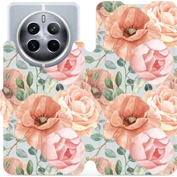 Pouzdro na mobilní telefon Flipové pouzdro Mobiwear - Realme 12 5G - MP02S Pastelové květy (Knížkové flip pouzdro, obal, kryt na mobil Realme 12 5G - MP02S Pastelové květy, materiál Umělá kůže + TPU - ochrana 360°, stojánek, silikonová vanička, magnetické zavírání)