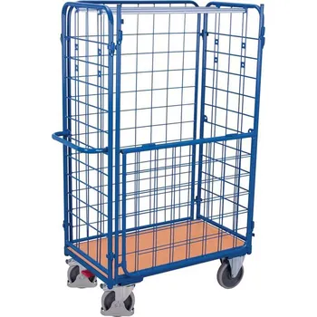 Plošinový vozík Vysoký balíkový vozík VARIOfit se čtyřmi stěnami - jedna sklopná, 1200 x 800 mm, nosnost 500 kg