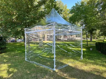 Zahradní stan TENTino BH Extra High Roof nůžkový párty stan 3 x 3 m transparentní