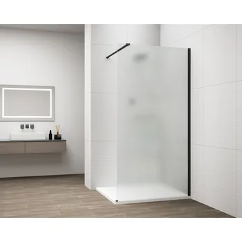ESCA BLACK MATT jednodílná sprchová zástěna k instalaci ke stěně, matné sklo, 800 mm