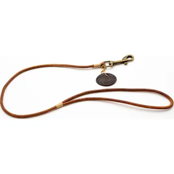 Vodítko pro psa Morko Výstavní vodítko s poutkem, kulatá hnědá kůže 5 mm, karabina staromosaz cm: 60 cm