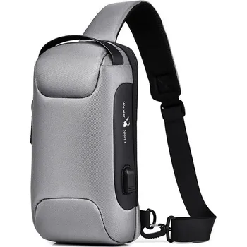 Pánská vodotěsná multifunkční taška přes rameno | víceúčelová taška pro muže - Šedá,Rozměry 16 x 9,5 x 33 cm