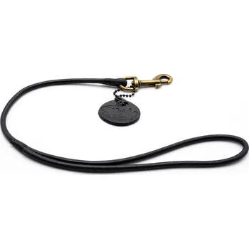 Vodítko pro psa Morko Výstavní vodítko s poutkem, kulatá černá kůže 5 mm, karabina staromosaz cm: 40 cm