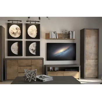 Obývací stěna Gala Obývací stěna 03 Montana Vyber provedení: korpus: šedá + přední část: dub Lefkas tmavý