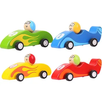 autíčko Bigjigs Toys Barevné dřevěné závodní auto 1ks