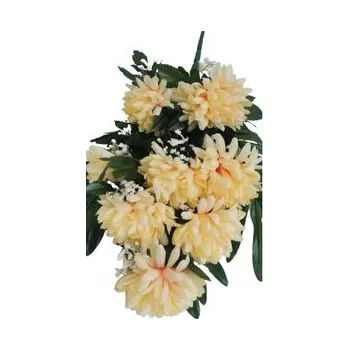 umělá květina Chryzantéma kytice smuteční světle žlutá H220/sv.žl.