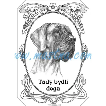 Cedulka německá doga zlatá secesní bydlí - Bez samolepicí vrstvy