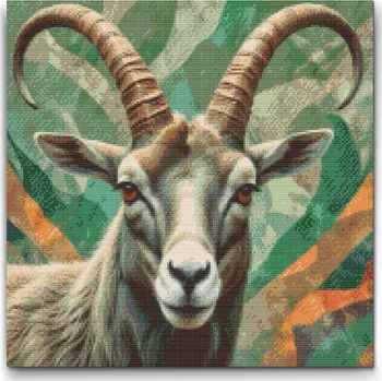 Diamantové malování Diamantové malování - Ibex v odstínech tlumené zelené Velikost: 50x50cm, Rámování: Pouze srolované plátno, Diamanty: Kulaté
