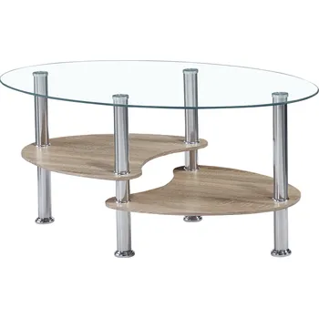 Konferenční stolek Tempo Kondela Konferenční stolek, ocel/čiré sklo/dub sonoma, PANTY 2 NEW