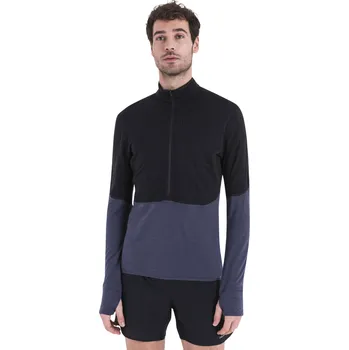 Pánské termoprádlo Pánská funkční mikina Icebreaker M Mer 200 Realfleece Descender LS Half Velikost: XL / Barva: černá/šedá