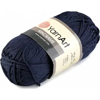 Galanterie Pletací příze Macrame 90 g modrá tmavá