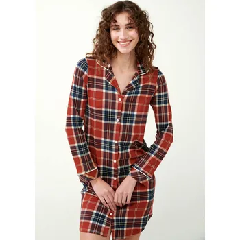 Dámská noční košile Vamp - Vánoční noční košile s knoflíky ve skotském tartanu 21511 - Vamp blue S