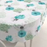 Teflonový oválný ubrus TF-044 Tyrkysové růže na bílém 100x160 cm