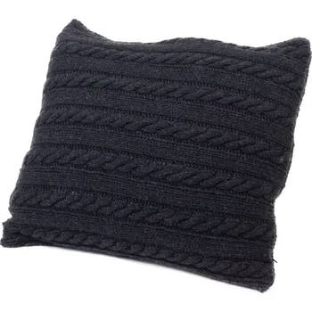 Povlak na polštářek Wooline Vlněný pletený potah na polštář Olivia, antracit, 45 x 45 cm hebký, gramáž 960g/m2