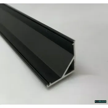 LED lišta Hlíníkový profil CORNER 16 pro LED pásky černý elox 2m (LED profil R5 rohový černý 2m)