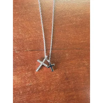 Náhrdelník křížek na krk - bižuterie (Swarovski náhrdelník - dva křížky na krk)