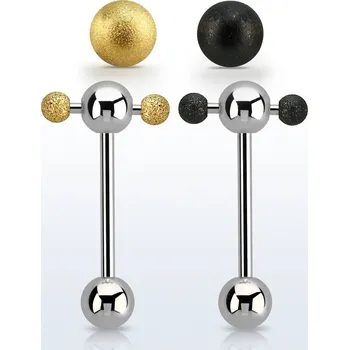 Piercing Piercingate Piercing do jazyka PCI00338 - Barva/Motiv: Černá, Délka tyčky: 16 mm, Kuličky: 6 mm, Průměr tyčky: 1,6 mm