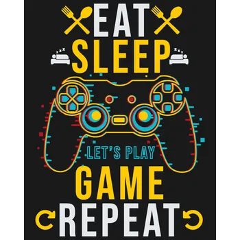 Malování podle čísel - Eat, Sleep, Play Game, Repeat Velikost: 40x50cm, Rámování: Pouze srolované plátno