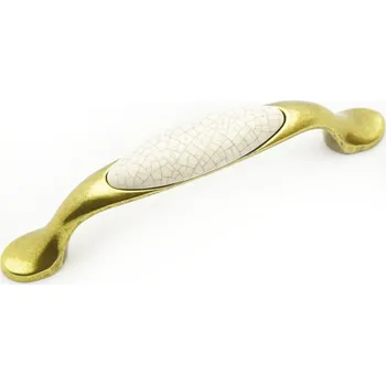 Nábytkové kování Gamet GRETA staromosaz/ porcelán popraskaný 96 mm