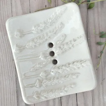 Keramická mýdlenka bílá vzor levandule 12x10cm