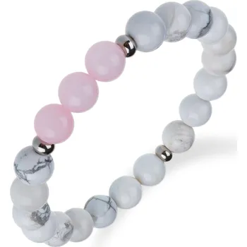 Náramek Náramek z chirurgické oceli s howlitem a růženínem - Meucci BB002 Velikost: 18 cm