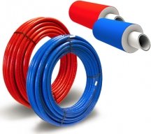Trubka PEX/AL/PEX 32 x 3 v izolaci (modrá, červená), - modrá (balení 25 m)