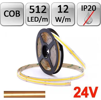 LED páska Vipelectro LED pásek 5m 24V 512ks/m COB 12W/m TEPLÁ BÍLÁ