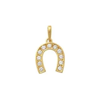 Přívěsek Zlatý přívěsek podkova s kamenem ze žlutého zlata