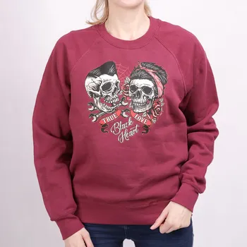 Dámská mikina Dámská Mikina BLACK HEART TRUE LOVE SW Barva: Červená, Velikost: M