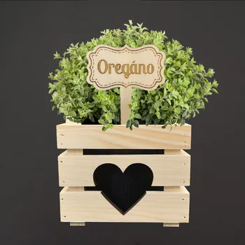 Stojan na květiny AMADEA Dřevěný zápich - cedulka na bylinky Oregáno, výška 20 cm, český výrobek