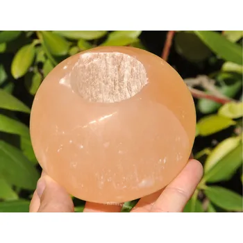 Svícen Svícen koule hladká selenit oranžový z Maroka