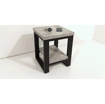 Noční stolek MAJADESIGN Noční stolek ECHT - Beton Síla desky stolu: 18 mm, Barva podnože stolu: Bílá RAL 9003