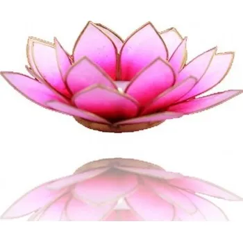 Svícen Lotos svícen Capiz růžovobílý se zlatavými lemy