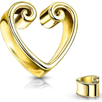 Piercing Šperky4U Zlacený ocelový tunel do ucha srdce - TN01141GD-08