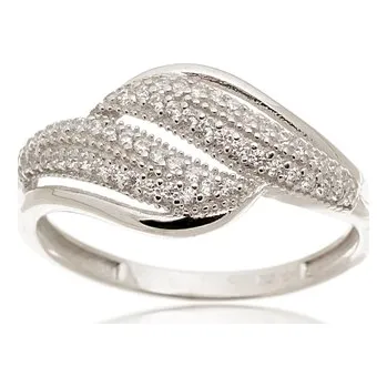 Prsten Dámský zlatý prsten s čirými zirkony PR0435F + DÁREK ZDARMA