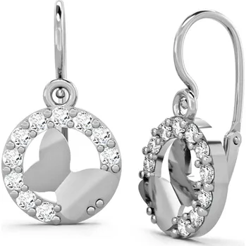 Náušnice Dětské náušnice z bílého zlata - motýlci s čirými zirkony