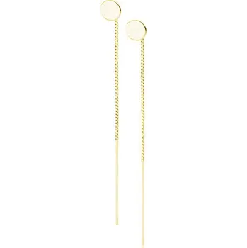 Náušnice Dlouhé pozlacené náušnice s placičkou - Meucci SLE081