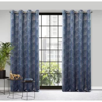 Závěs Dekorační vzorovaný velvet závěs s kroužky GOYA PIERRE CARDIN 140x250 cm modrá (cena za 1 kus) MyBestHome