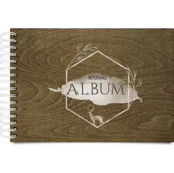 Fotokniha Dřevěné album s kroužkovou vazbou Zlatý jelen v šestiúhelníku