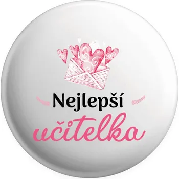 Placka Nejlepší učitelka - obálka se srdíčkem