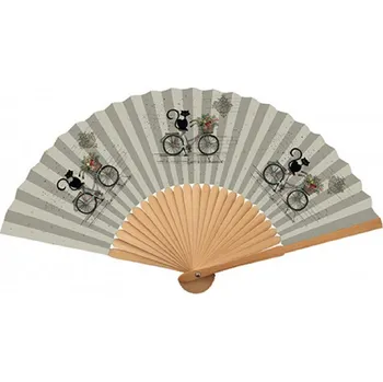 Karnevalový doplněk Vějíř BUG ART Kočka na kole (vějíř s kočkou, vějíř kočky)