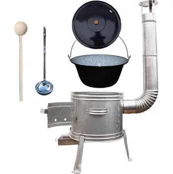 Kempingové nádobí Smaltovaný kotlík 10 L + nerezová kotlina 31 cm TOPLUX