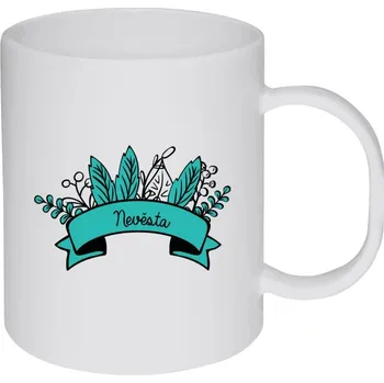 Hrnek 330 ml - plastový Nevěsta - zelené lupeny