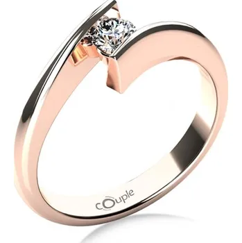 Prsten Couple, Zásnubní prsten Viky v růžovém zlatě s drobným briliantem, vel. 55, prům. 17.5 mm, 585-68-1-4069.4C00.0.55.FVS.000
